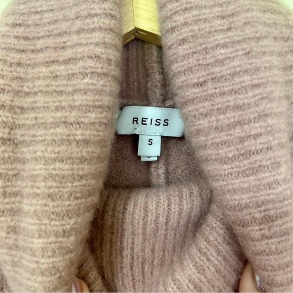Reiss High Low Hem Turtleneck Wool Sweater in Mauve Pink‎ sz S - Picture 3 of 4